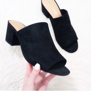 Black Block Heel Mules